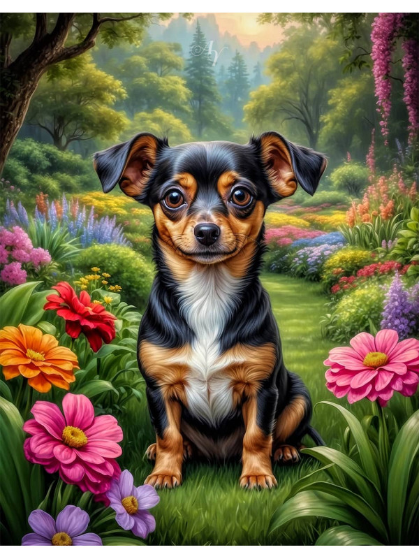 Chiweenie Dog Portrait Paintings