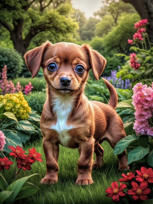 Chiweenie Puppy Portrait Paintings