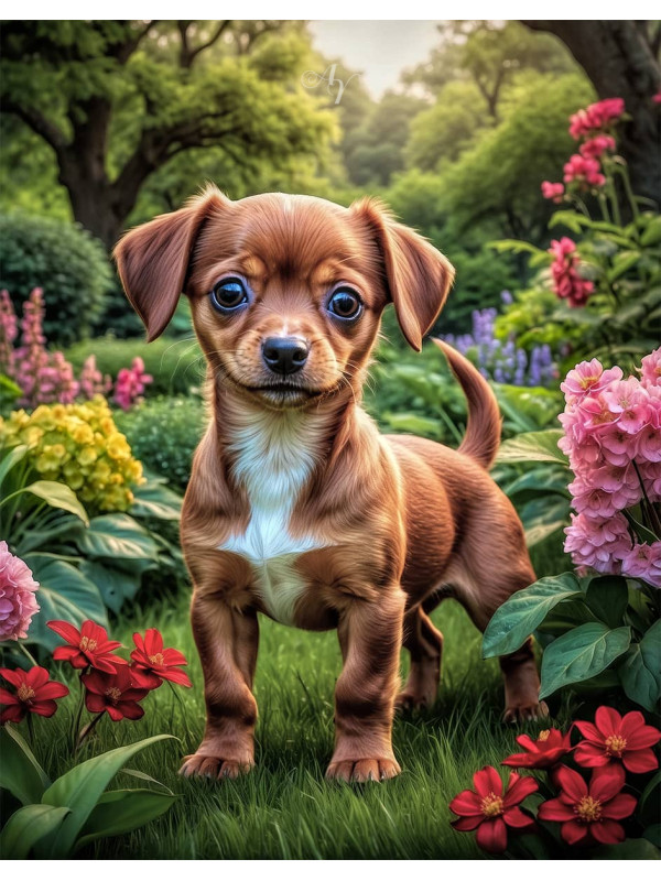 Chiweenie Puppy Portrait Paintings