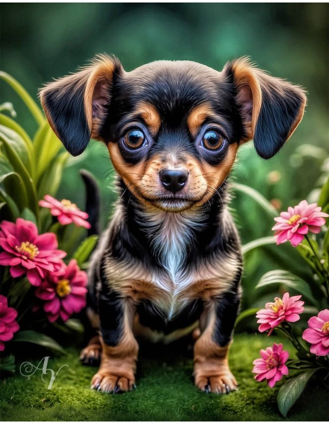 Chiweenie Puppy Portrait Paintings Chiweenie Puppy Portrait Paintings