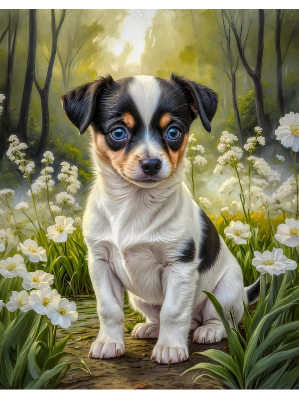 Chiweenie Puppy Portrait Paintings