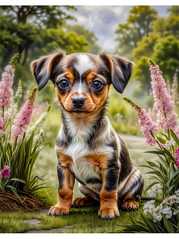 Chiweenie Puppy Portrait Paintings