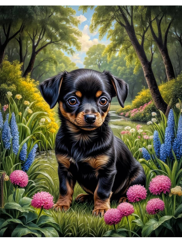 Chiweenie Puppy Portrait Paintings