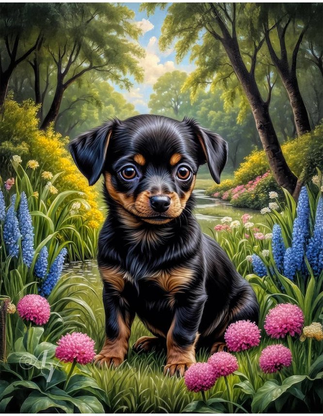 Chiweenie Puppy Portrait Paintings