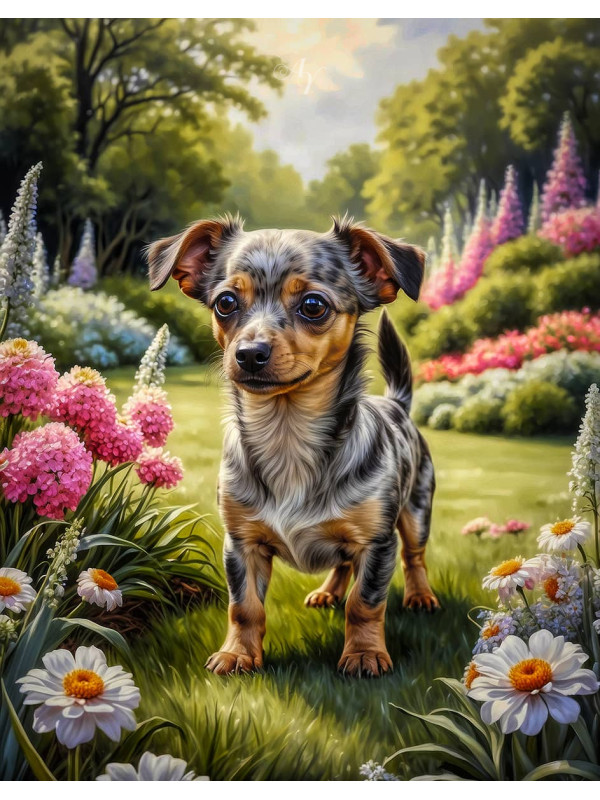 Chiweenie Puppy Portrait Paintings