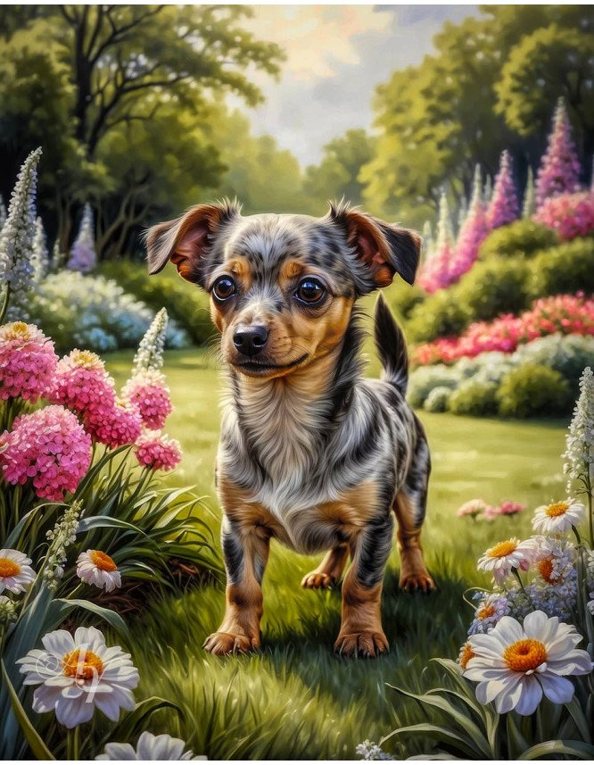 Chiweenie Puppy Portrait Paintings