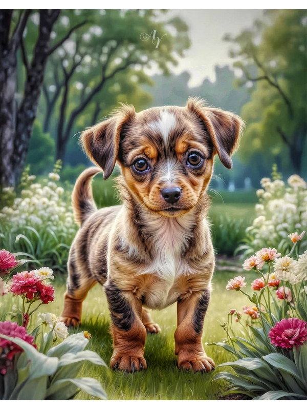 Chiweenie Puppy Portrait Paintings