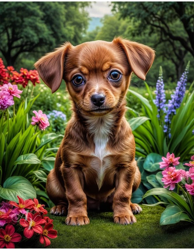 Chiweenie Puppy Portrait Paintings