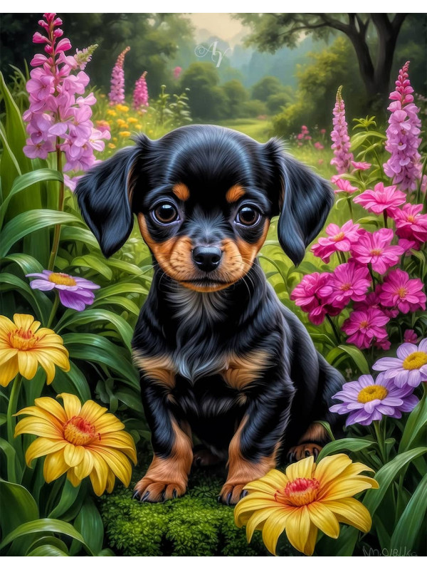 Chiweenie Puppy Portrait Paintings