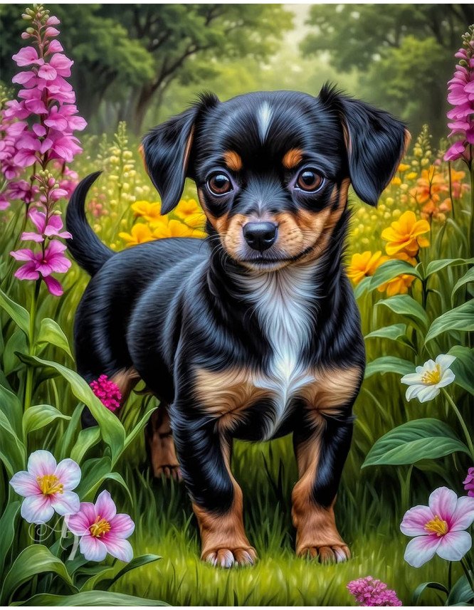 Chiweenie Puppy Portrait Paintings