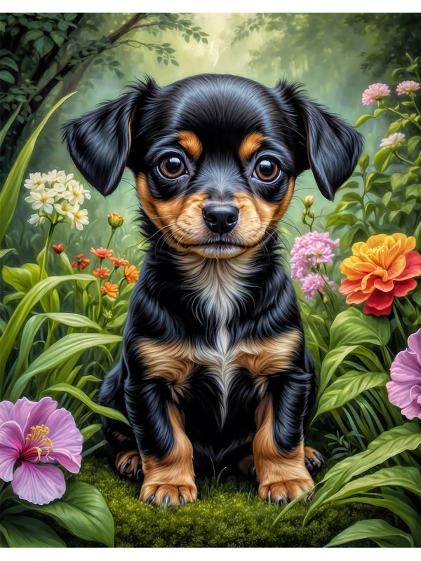 Chiweenie Puppy Portrait Paintings