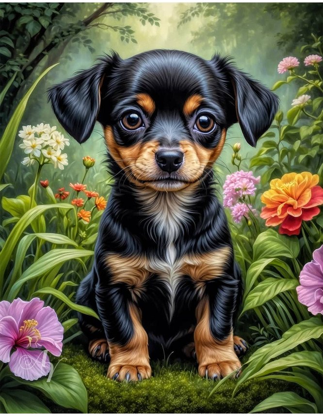 Chiweenie Puppy Portrait Paintings