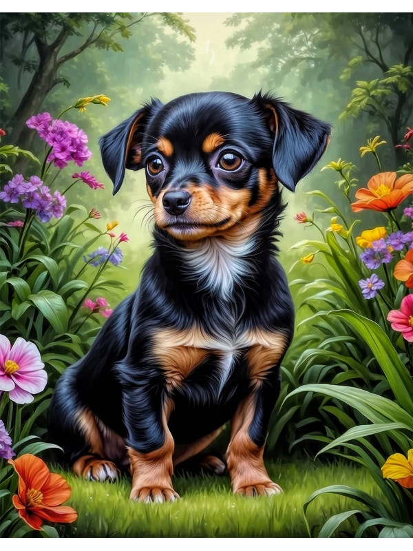 Chiweenie Puppy Portrait Paintings