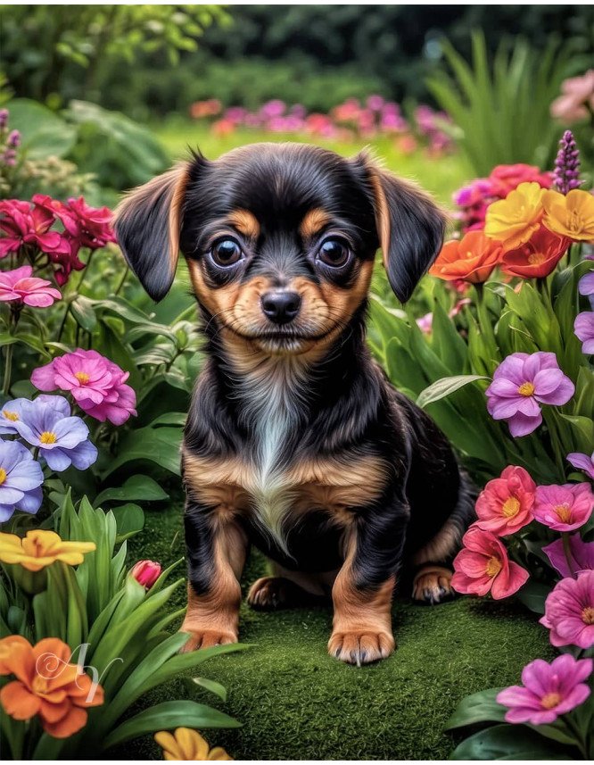 Chiweenie Puppy Portrait Paintings