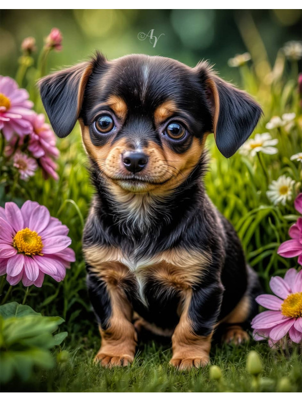 Chiweenie Puppy Portrait Paintings