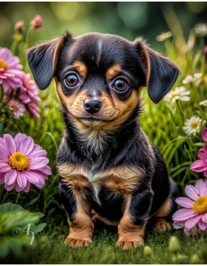 Chiweenie Puppy Portrait Paintings