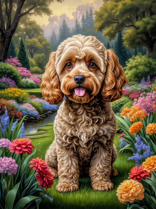 Cockapoo Dog Portrait Paintings
