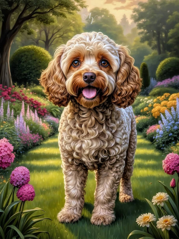 Cockapoo Dog Portrait Paintings