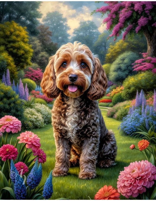 Cockapoo Dog Portrait Paintings