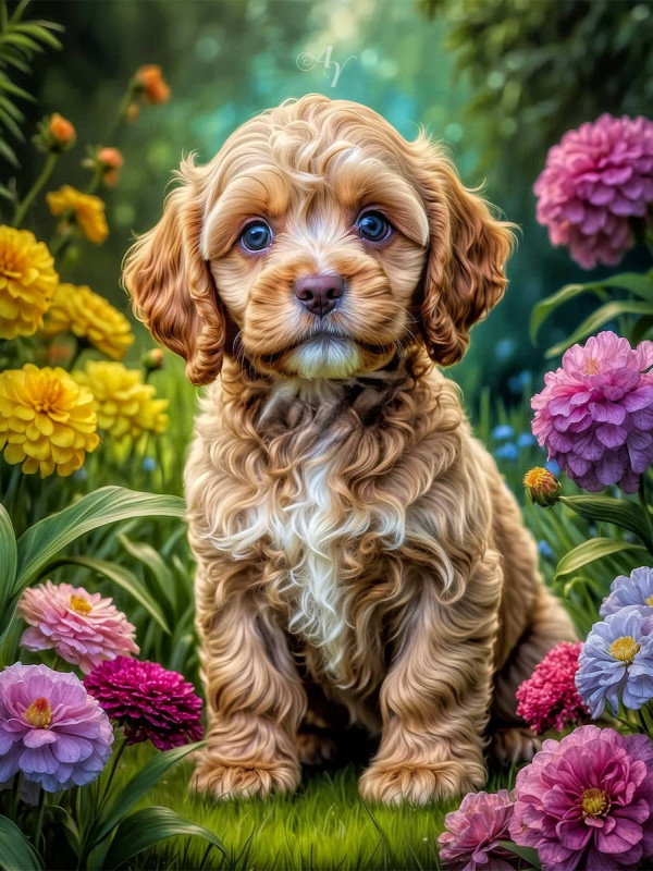 Cockapoo Puppy Portrait Paintings