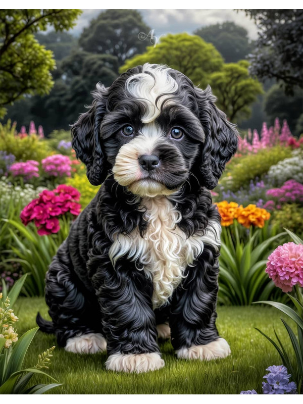 Cockapoo Puppy Portrait Paintings