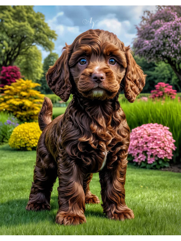 Cockapoo Puppy Portrait Paintings
