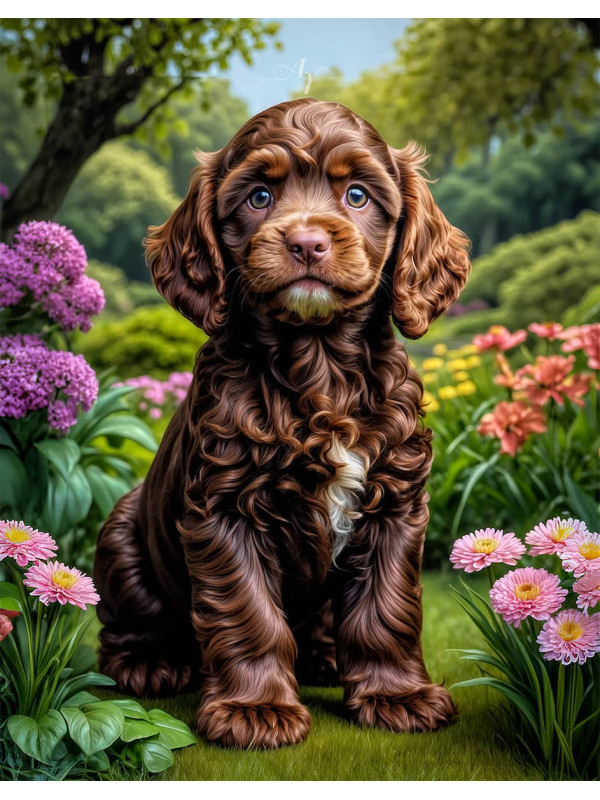 Cockapoo Puppy Portrait Paintings