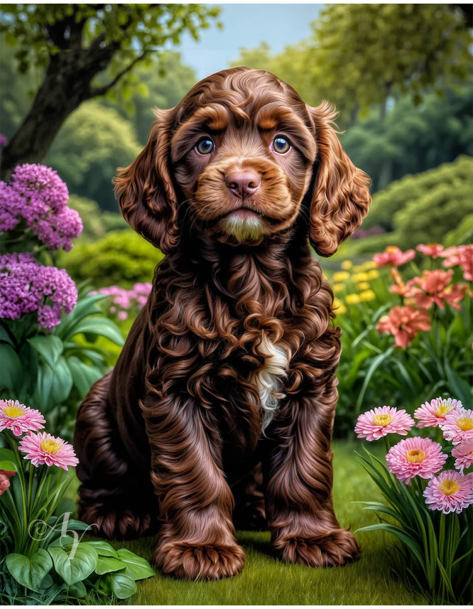 Cockapoo Puppy Portrait Paintings