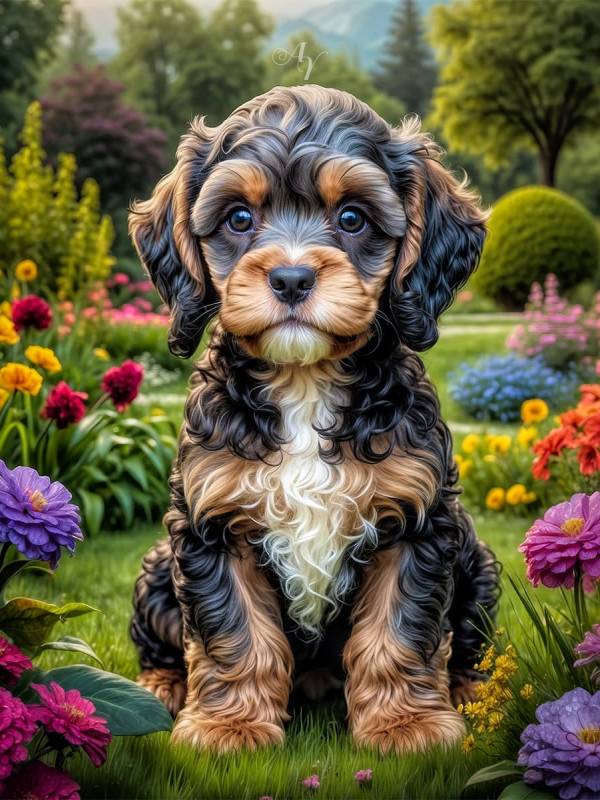 Cockapoo Puppy Portrait Paintings