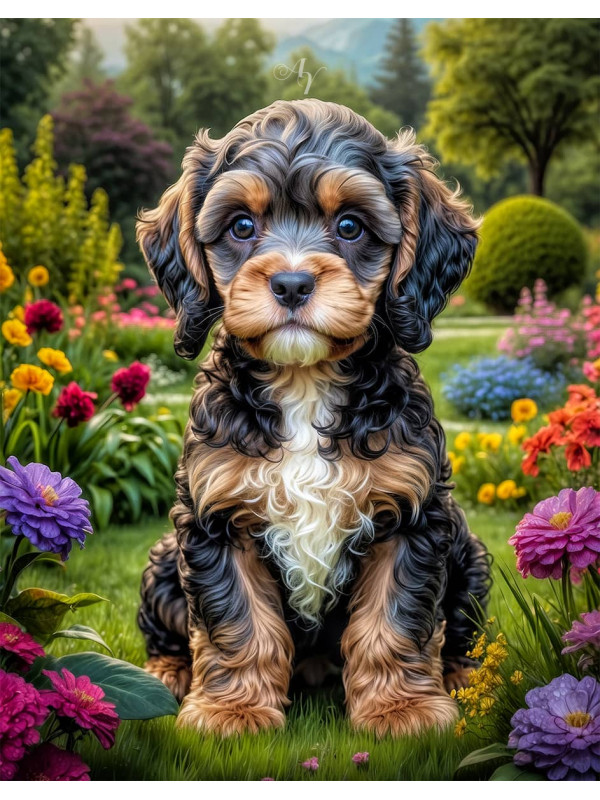 Cockapoo Puppy Portrait Paintings