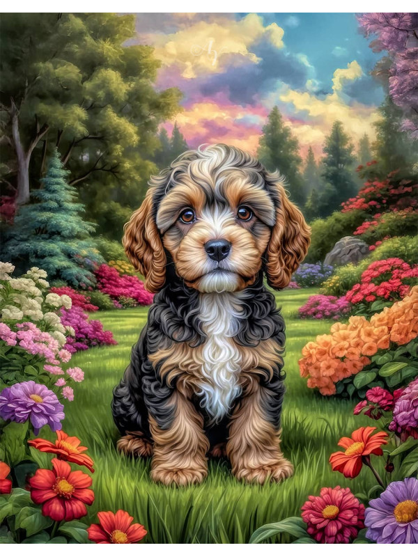 Cockapoo Puppy Portrait Paintings