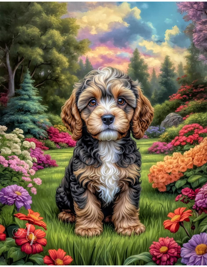 Cockapoo Puppy Portrait Paintings