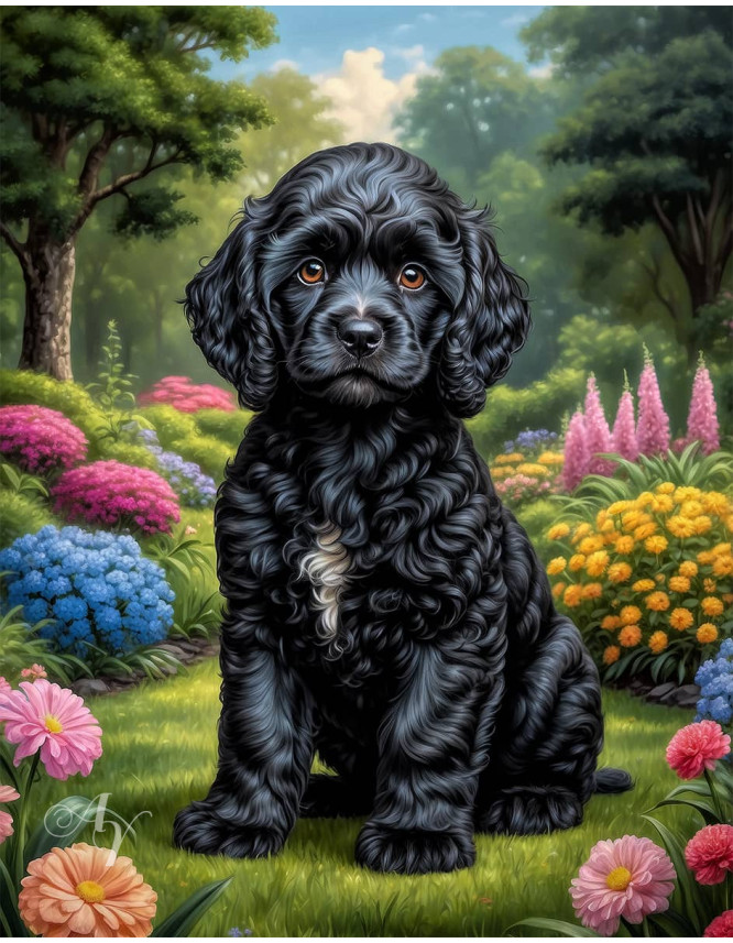 Cockapoo Puppy Portrait Paintings