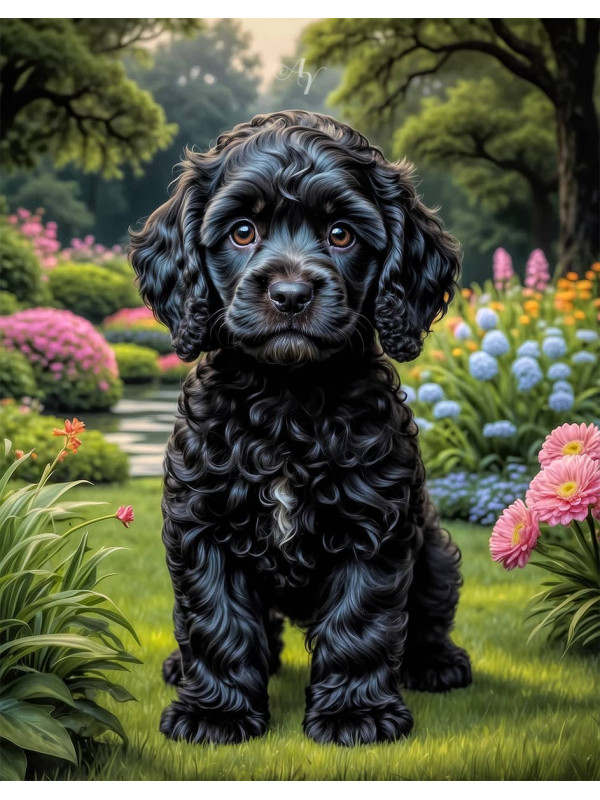 Cockapoo Puppy Portrait Paintings