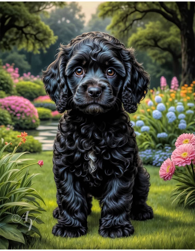Cockapoo Puppy Portrait Paintings