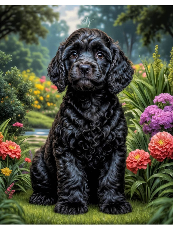 Cockapoo Puppy Portrait Paintings