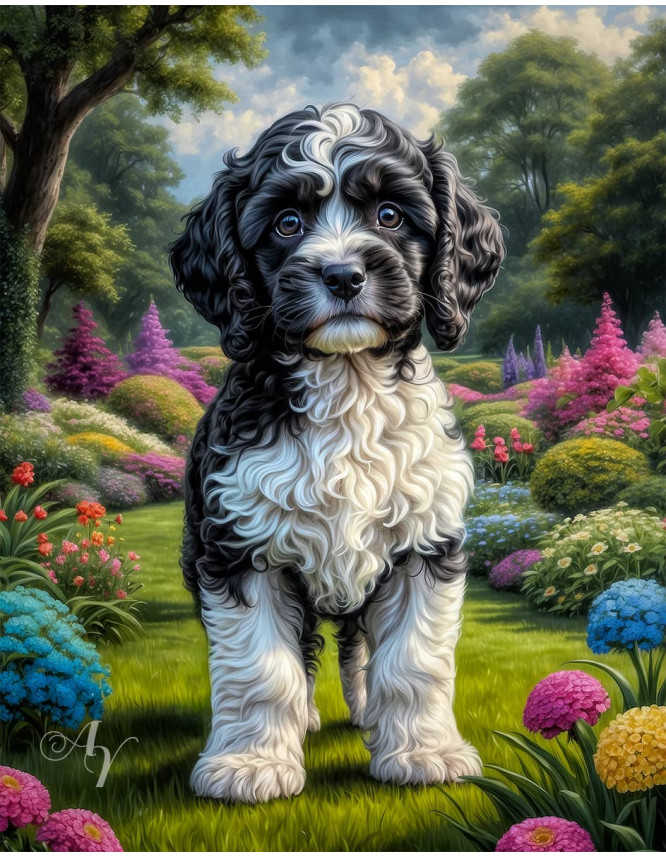 Cockapoo Puppy Portrait Paintings