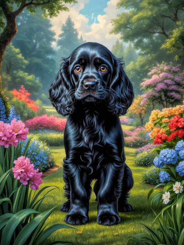 Cocker Spaniel Puppy Portrait Paintings