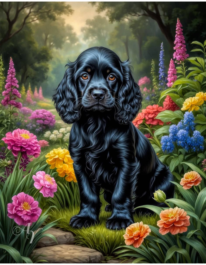 Cocker Spaniel Puppy Portrait Paintings