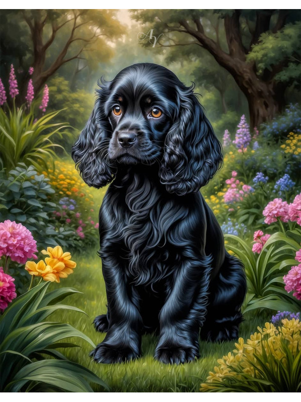 Cocker Spaniel Puppy Portrait Paintings