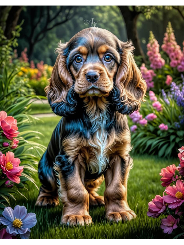 Cocker Spaniel Puppy Portrait Paintings
