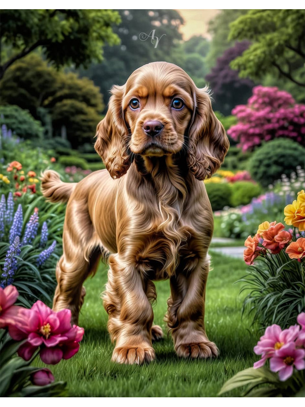 Cocker Spaniel Puppy Portrait Paintings