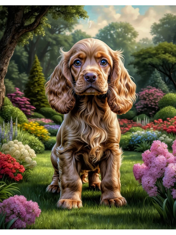 Cocker Spaniel Puppy Portrait Paintings