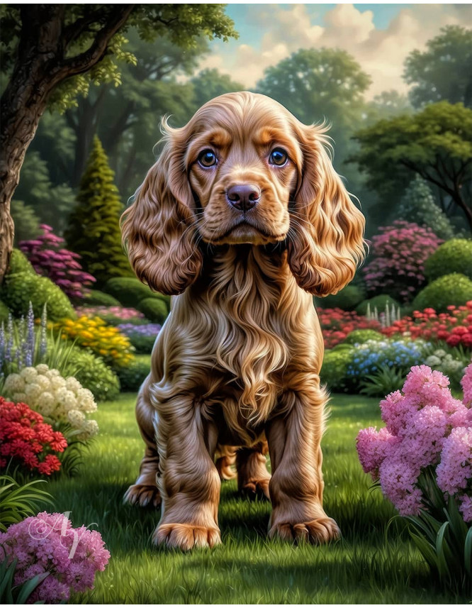 Cocker Spaniel Puppy Portrait Paintings