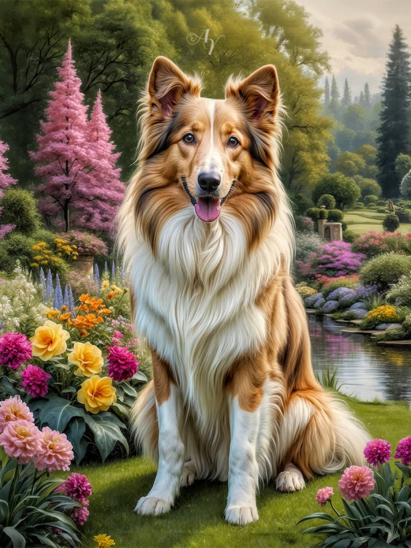 Collie Dog Portrait Paintings