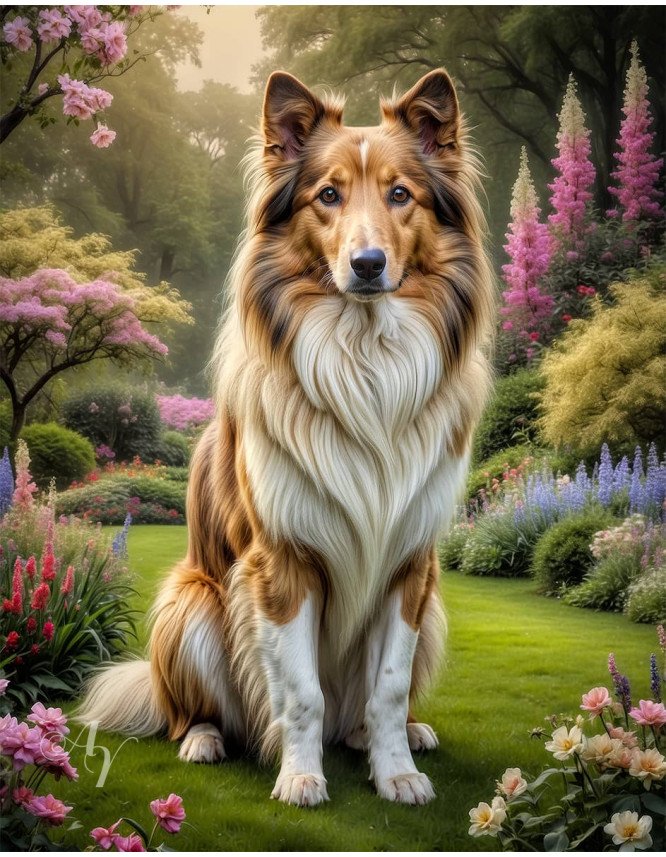 Collie Dog Portrait Paintings