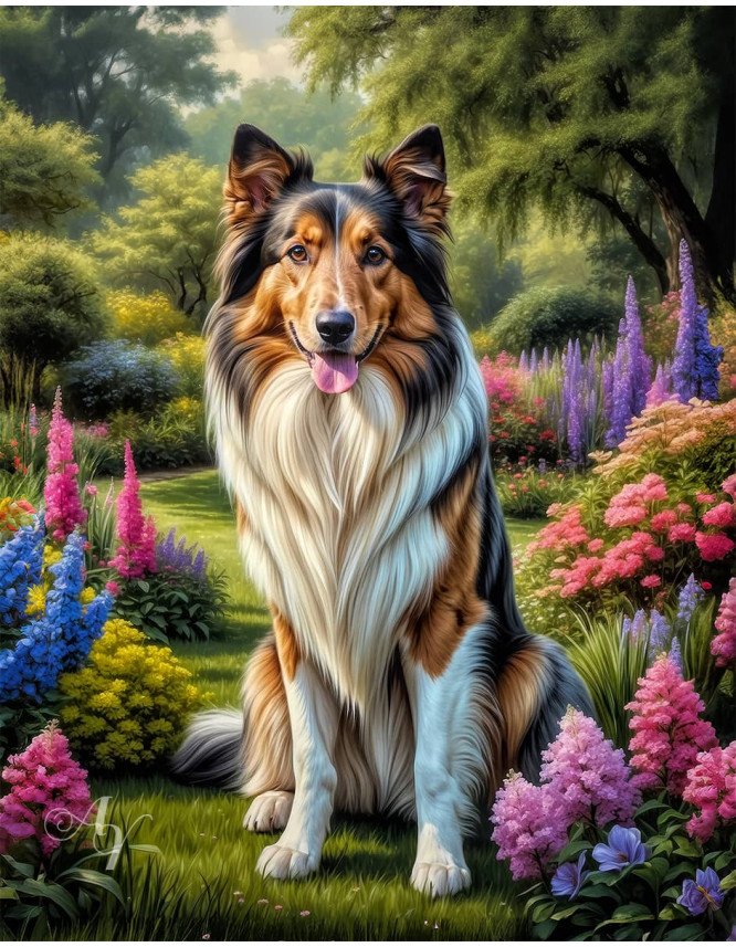 Collie Dog Portrait Paintings