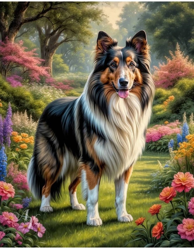 Collie Dog Portrait Paintings