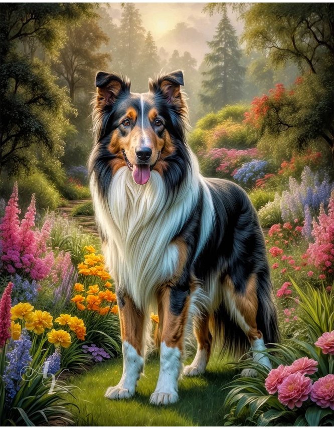 Collie Dog Portrait Paintings
