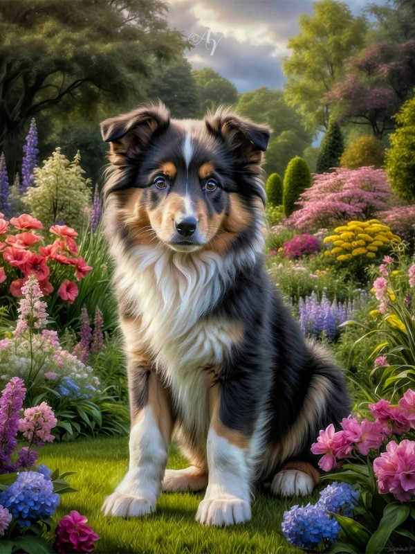 Collie Puppy Portrait Paintings